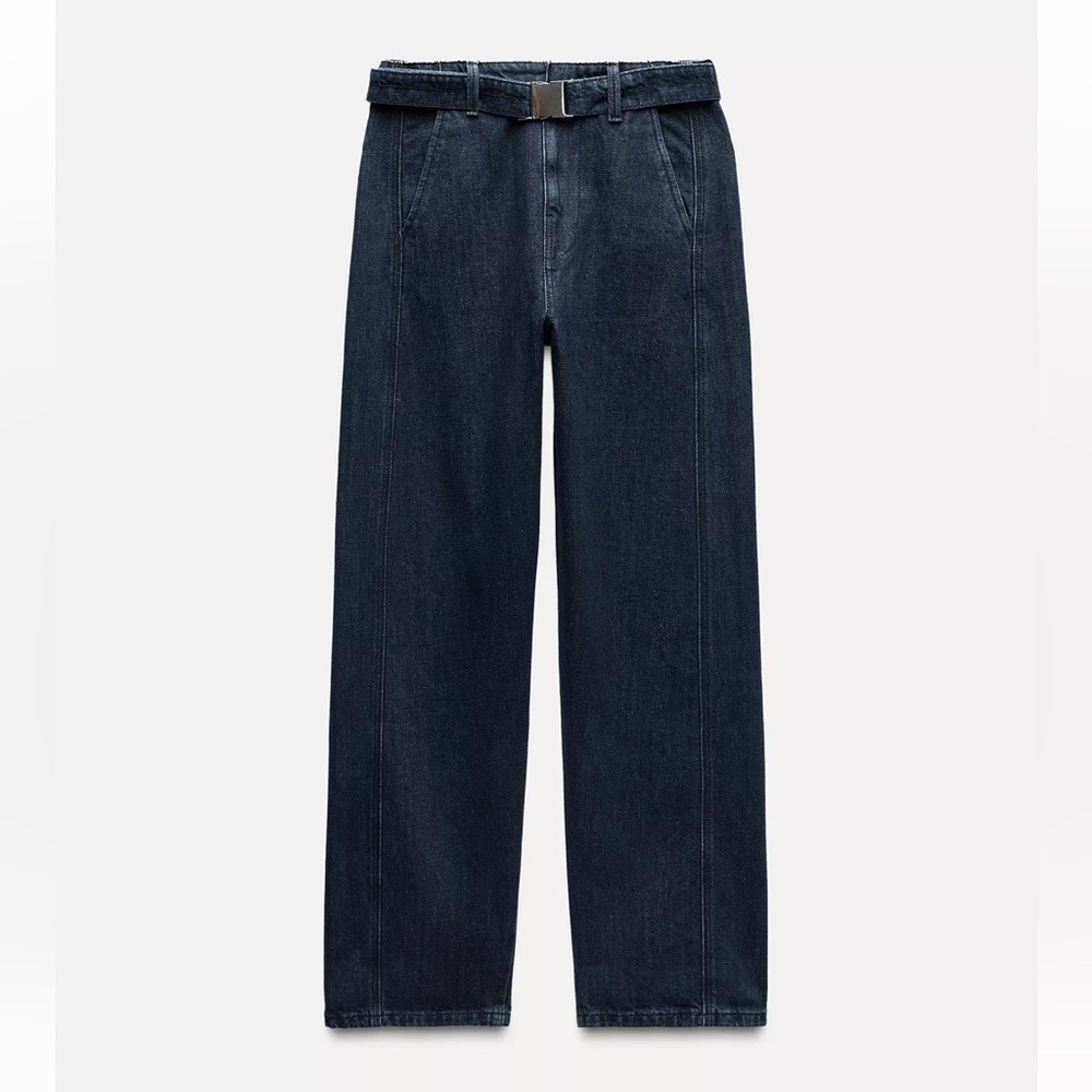Zara Women's Dark Blue Relaxed Jeans